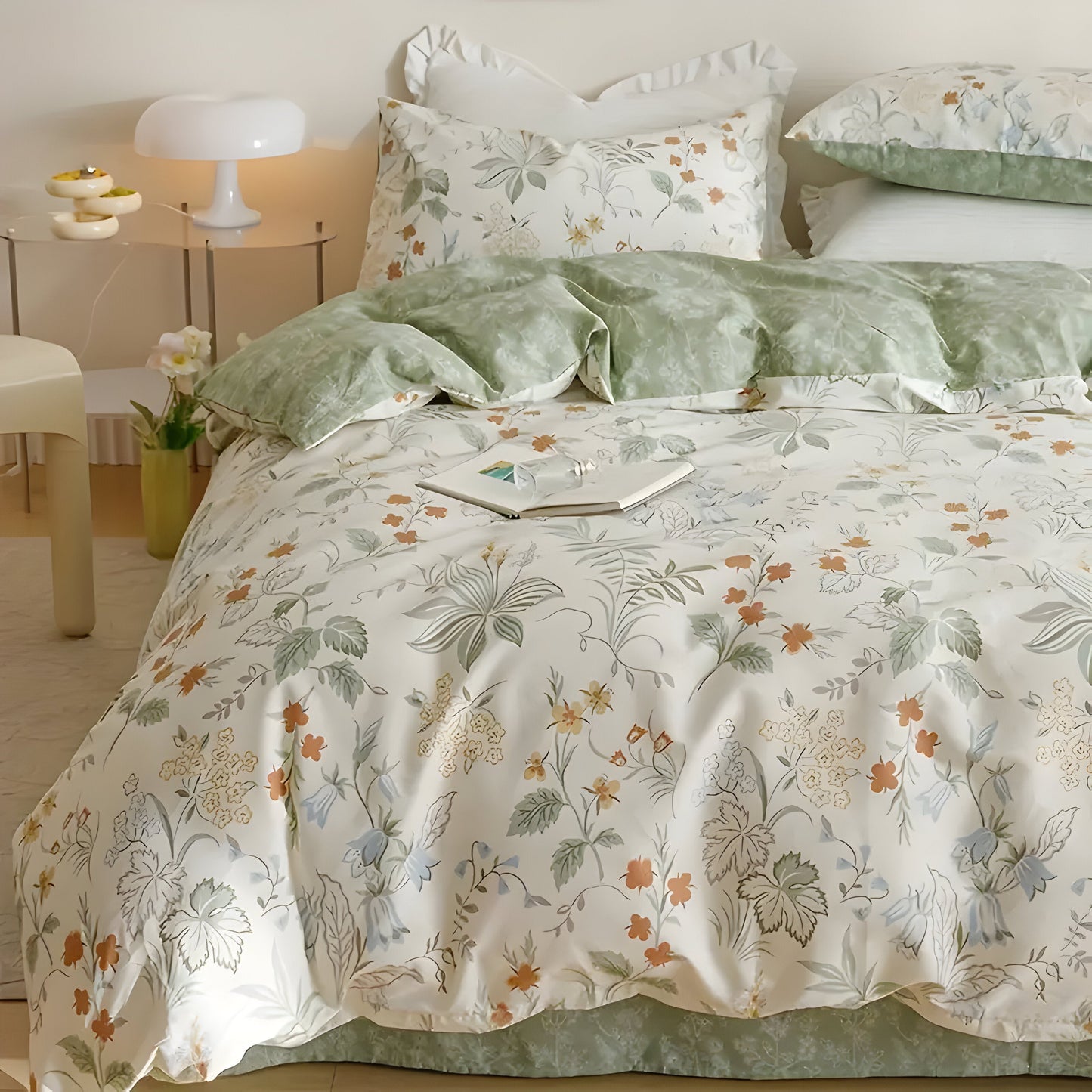 Garduru Bettdecken-Set - 3-teiliger Floral-Bettdeckenbezug