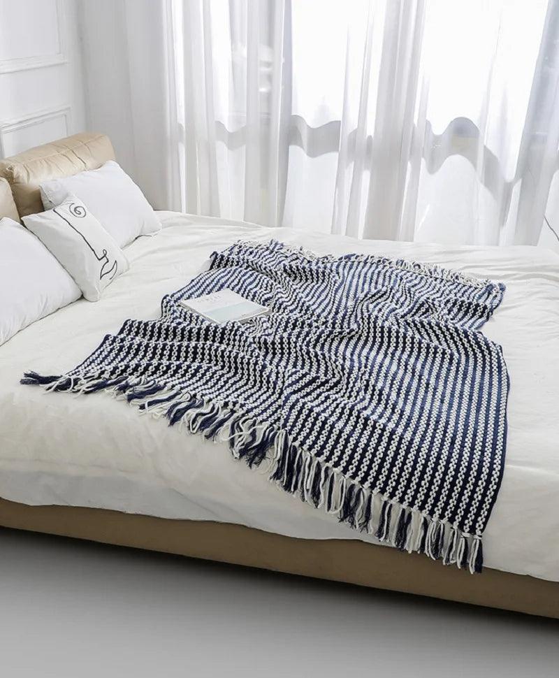 Fluffy Chenille Wurfdecke mit Quasten │ Fransen gestrickte Decken für Couchdekoration