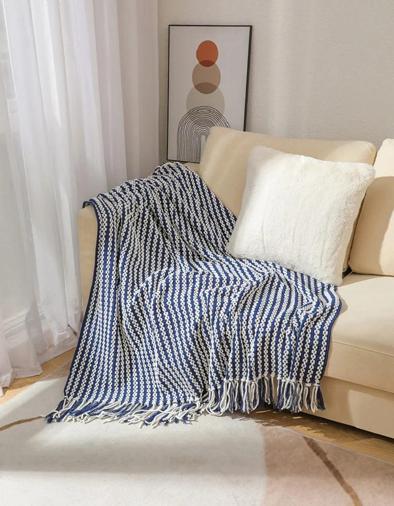 Fluffy Chenille Wurfdecke mit Quasten │ Fransen gestrickte Decken für Couchdekoration