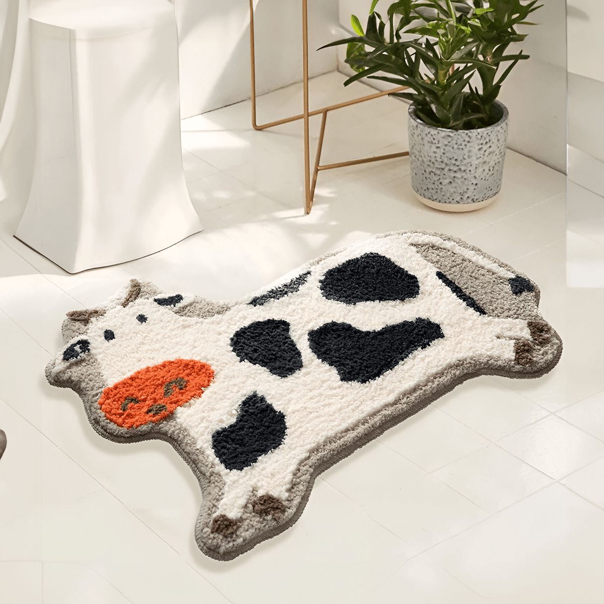 Fluffy Cow Shape Badezimmermatte