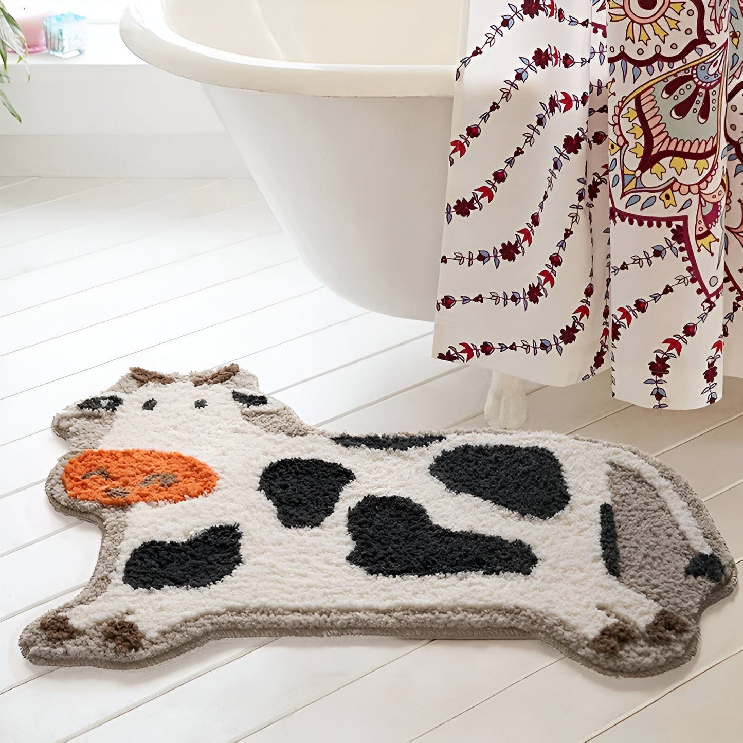 Fluffy Cow Shape Badezimmermatte