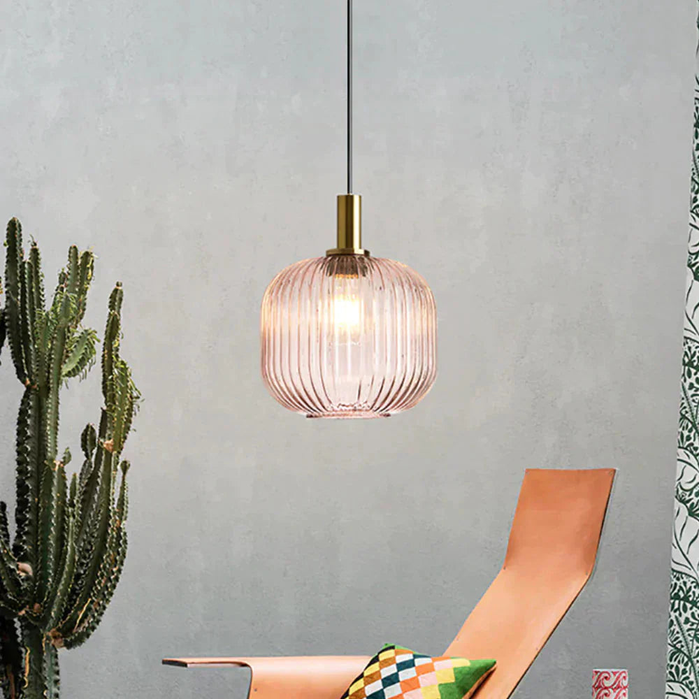 RoyaleGlow Texturiertes Glas Pendelleuchte – Elegante verstellbare Deckenleuchte für moderne Innenräume