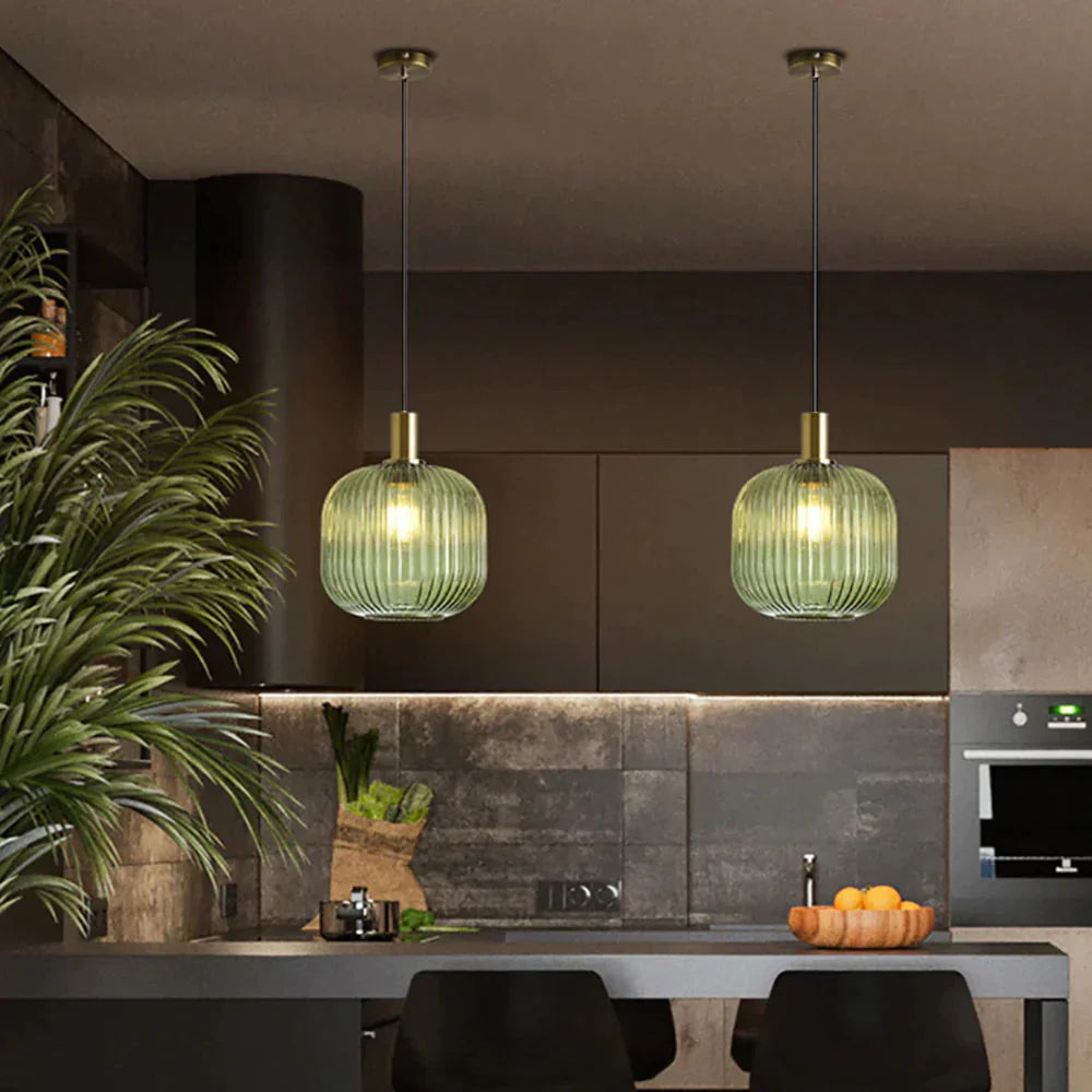 RoyaleGlow Texturiertes Glas Pendelleuchte – Elegante verstellbare Deckenleuchte für moderne Innenräume