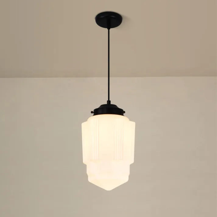 Garduru Weiß Milchglas Geometrische Jar Pendelleuchte