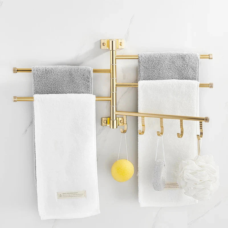Goldene Licht Aluminium Wandmontierte Drehende Handtuchhalter Badezimmer Schienenhänger