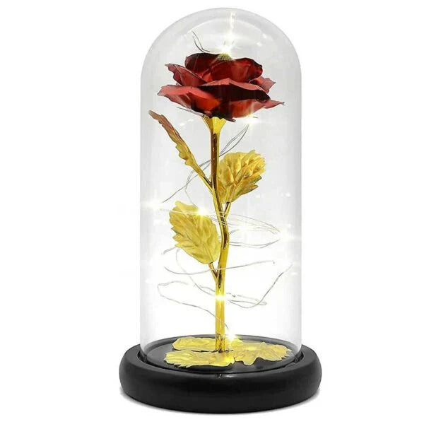 24-Karat Vergoldete Ewige Rose - Zeitlose Romantik in einer Glaskuppel