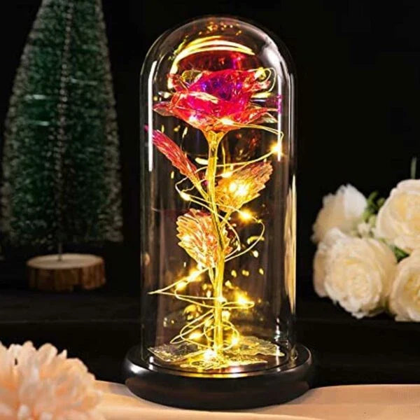 24-Karat Vergoldete Ewige Rose - Zeitlose Romantik in einer Glaskuppel
