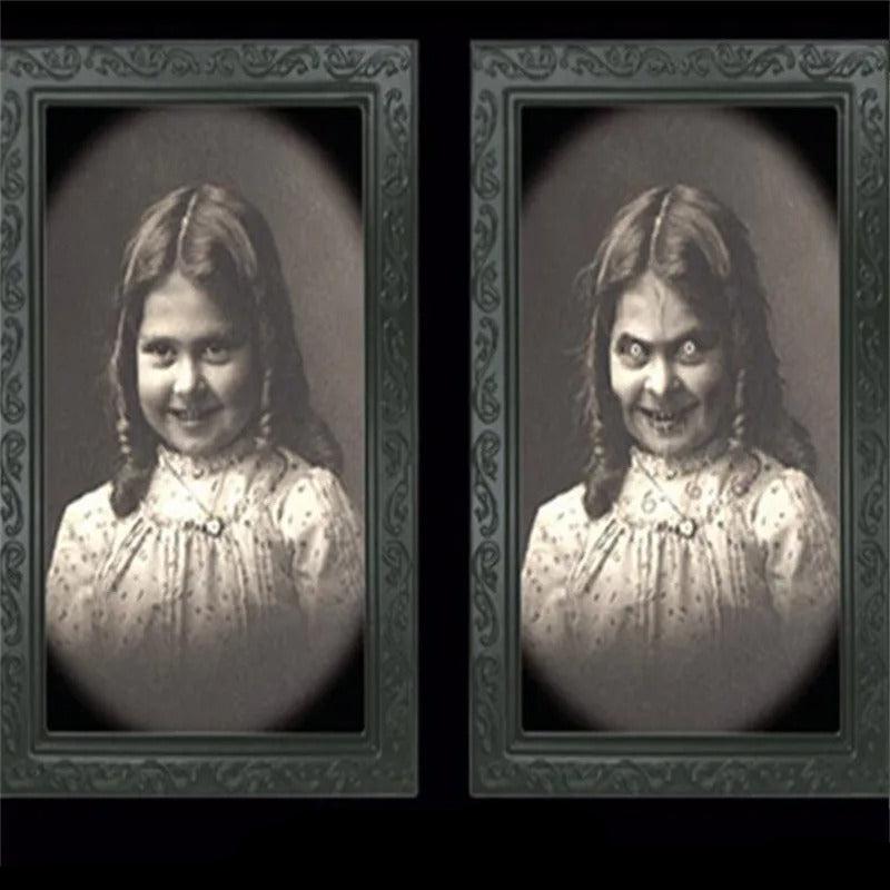 Spooky Ghost 3D Wechselndes Gesicht Bewegendes Bilderrahmen - Halloween Wanddekoration für Gespensterpartys und Wohnkultur