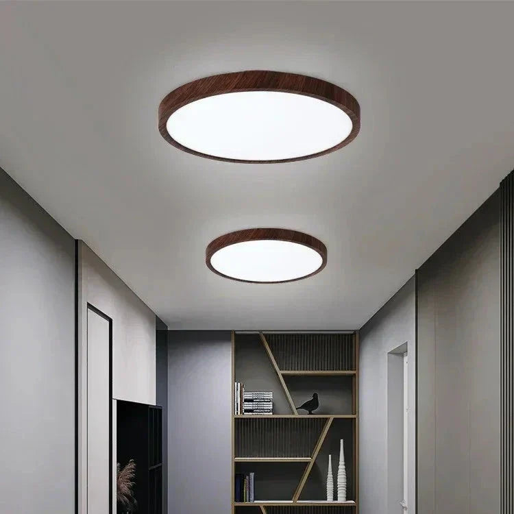 Garduru Zirkuläre Deckenleuchte – Schlanker Walnuss-Effekt LED für ein modernes Zuhause