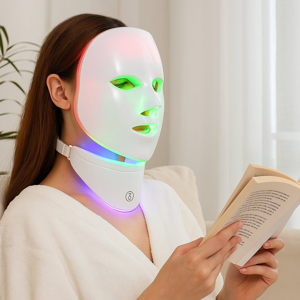 LED-Gesichtsmaske mit Nackenlichttherapie