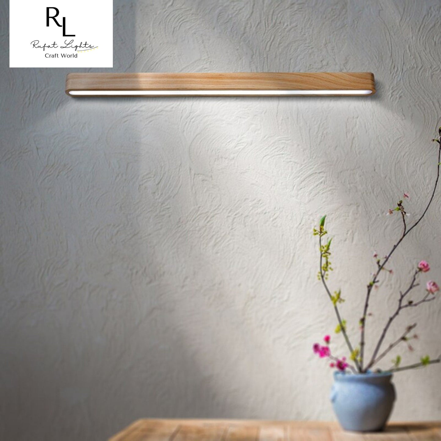 RoyaleGlow Nordic Massivholz Wandleuchte – 12W LED Lineare Beleuchtung für moderne Innenräume