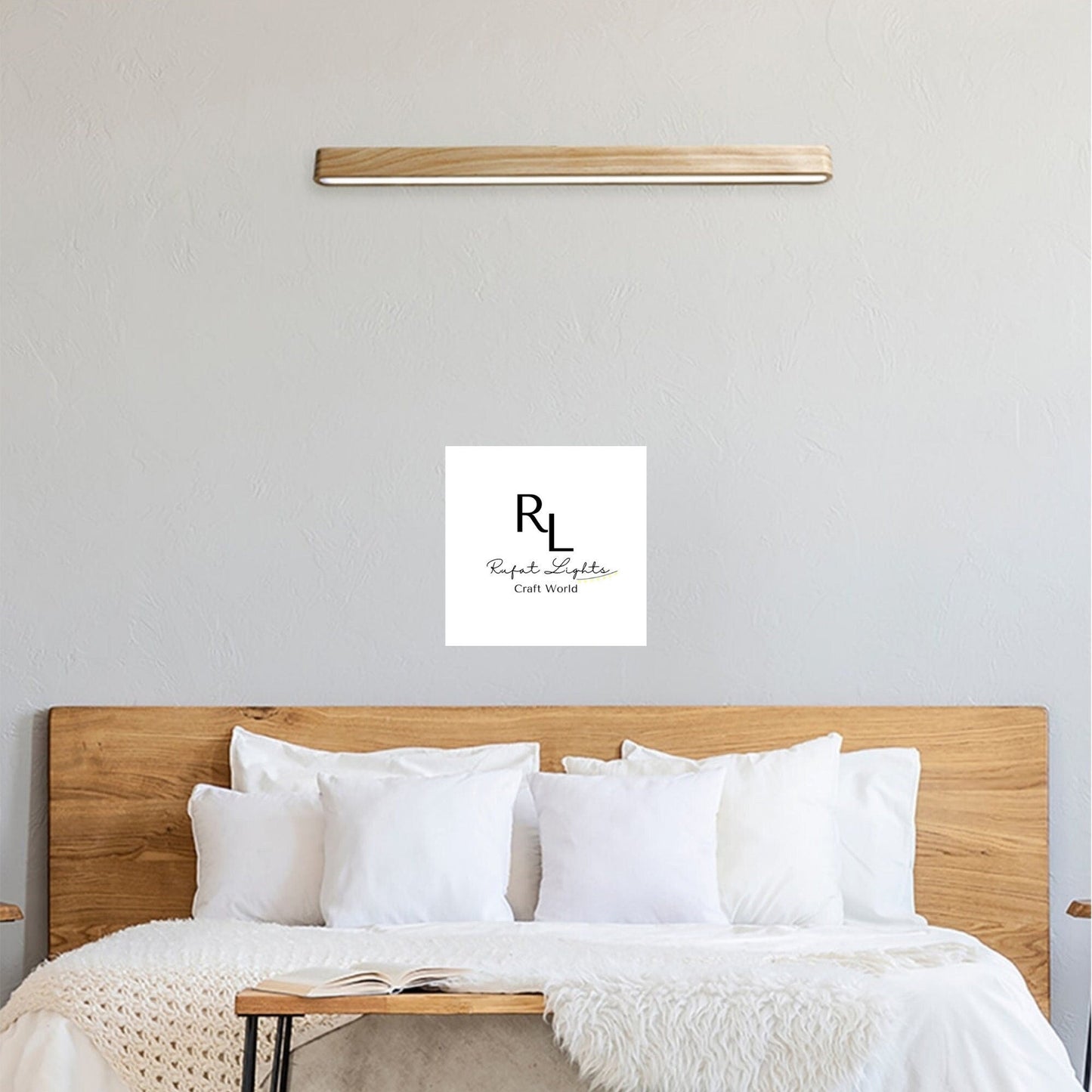 RoyaleGlow Nordic Massivholz Wandleuchte – 12W LED Lineare Beleuchtung für moderne Innenräume