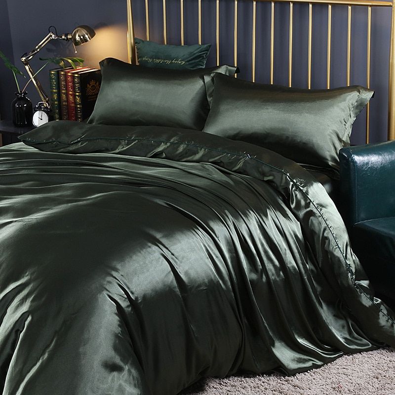 Luxus-Set - Satin-Bettwäsche aus Seide | Enthält einen Bettbezug und 2 Kissenbezüge
