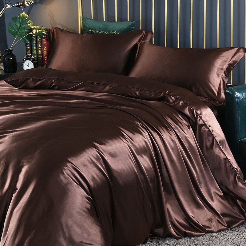 Luxus-Set - Satin-Bettwäsche aus Seide | Enthält einen Bettbezug und 2 Kissenbezüge