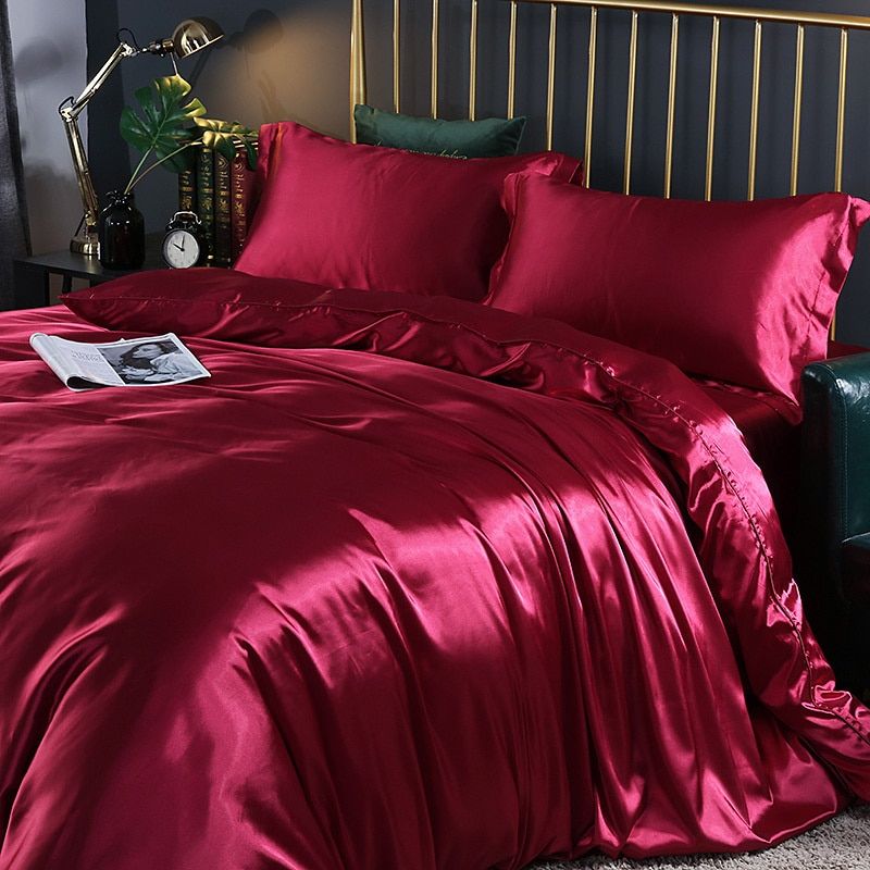 Luxus-Set - Satin-Bettwäsche aus Seide | Enthält einen Bettbezug und 2 Kissenbezüge