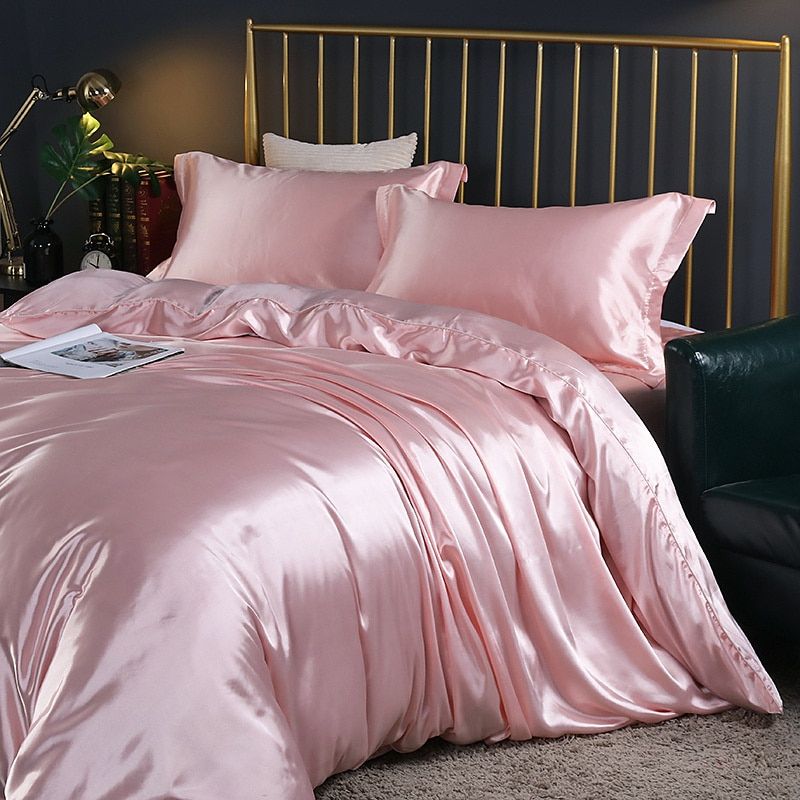 Luxus-Set - Satin-Bettwäsche aus Seide | Enthält einen Bettbezug und 2 Kissenbezüge