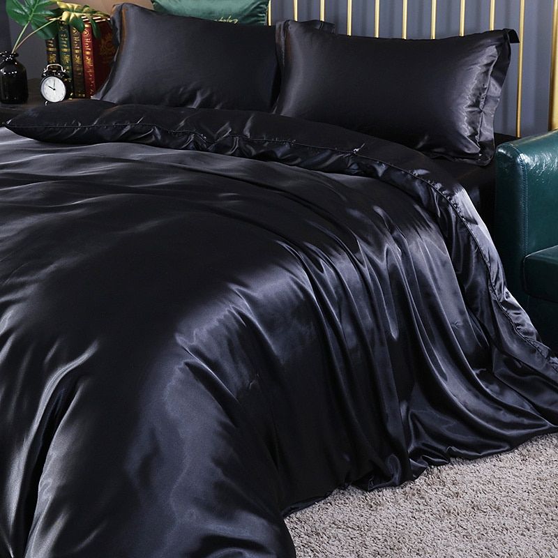 Luxus-Set - Satin-Bettwäsche aus Seide | Enthält einen Bettbezug und 2 Kissenbezüge