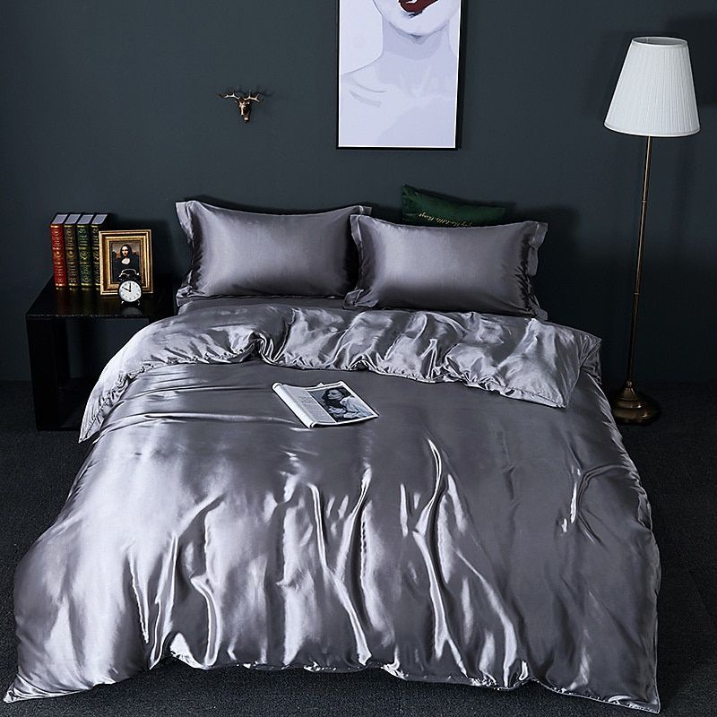 Luxus-Set - Satin-Bettwäsche aus Seide | Enthält einen Bettbezug und 2 Kissenbezüge