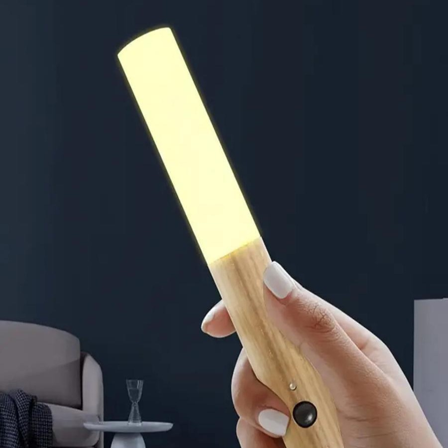 Wandleuchte LED Bewegungsmelder Holzbasislampe