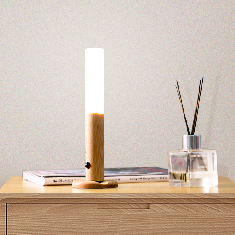 Wandleuchte LED Bewegungsmelder Holzbasislampe