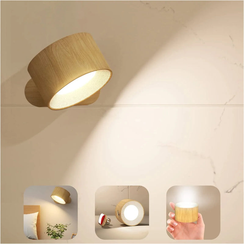360° Kabellose Wandlampe – USB wiederaufladbare & verstellbare LED Lampe