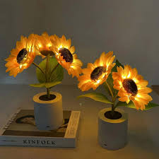 Leuchtende Sonnenblumenlampe – Natürlicher Glanz und Florale Eleganz