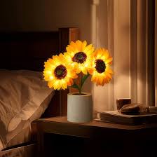 Leuchtende Sonnenblumenlampe – Natürlicher Glanz und Florale Eleganz