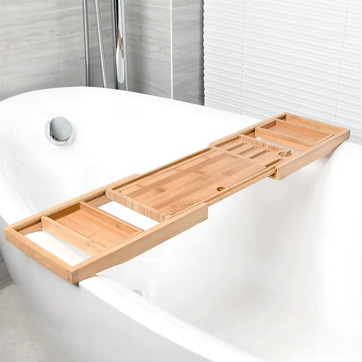 ZenBath – Luxuriöse Bambus-Badewannenablage mit verstellbarem Design für ultimativen Komfort