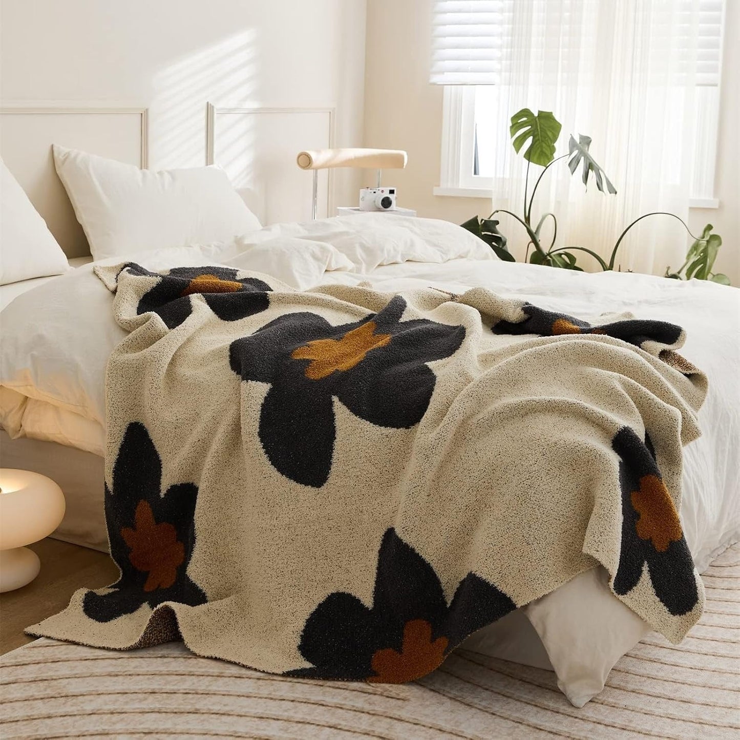 LushWeave – Elegante Strick-Blumen-Decke für Wärme und Stil