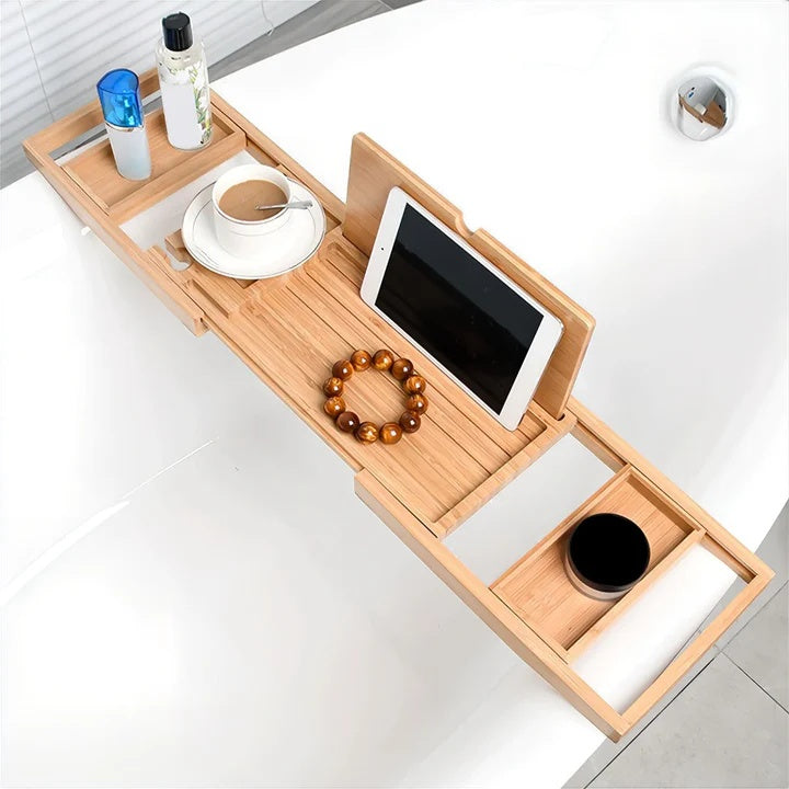 ZenBath – Luxuriöse Bambus-Badewannenablage mit verstellbarem Design für ultimativen Komfort