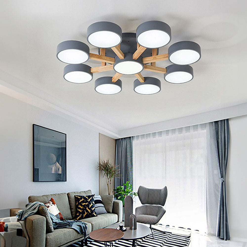 LED-Deckenleuchte mit modernem Holzdesign