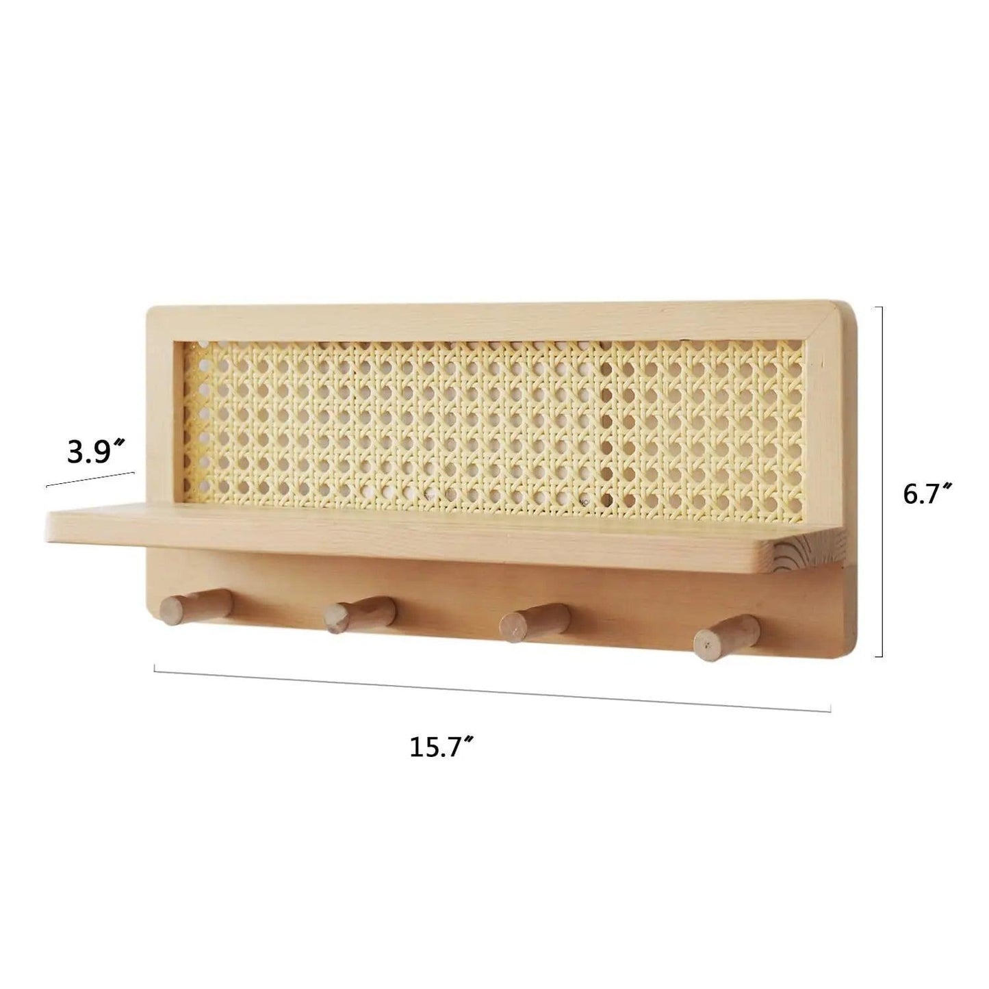 Garduru - Wandregal aus Holz und Rattan