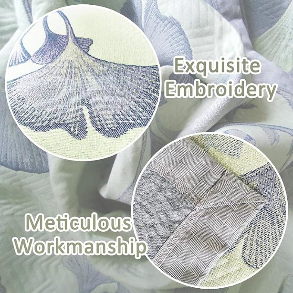 Reversible Ginkgo Leaf Baumwolldecke