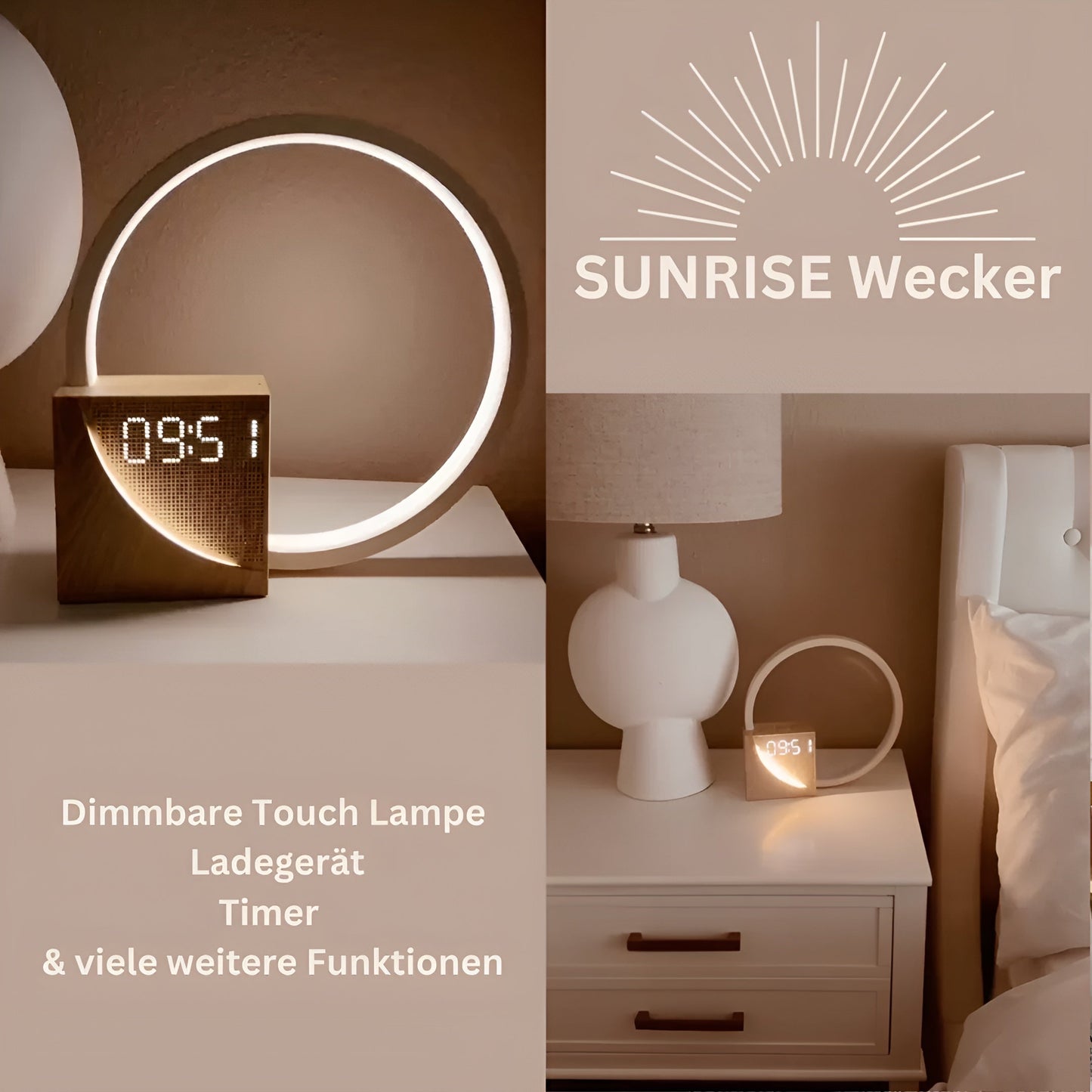 Garduru Snooze - Multifunktionswecker mit Dimmbarer Touch-Lampe