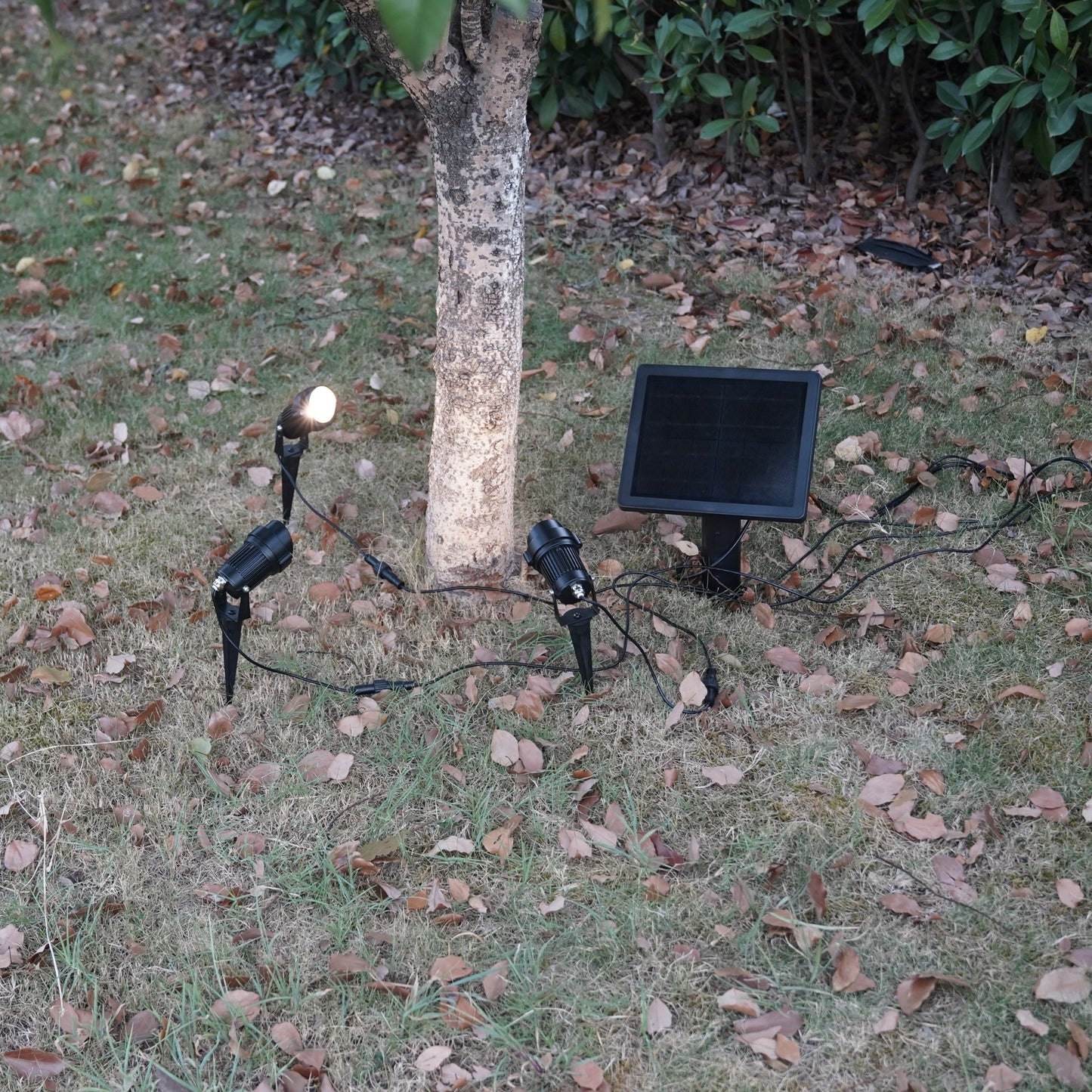 Set mit 3 Solar Gartenbeleuchtungs Spike Lampen für den Außenbereich mit LED
