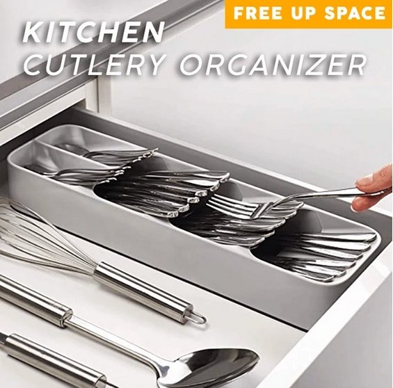 Royallure Kompakt Küchenbesteck Organizer mit geschichtetem Design & einfachen Identifikationssymbole