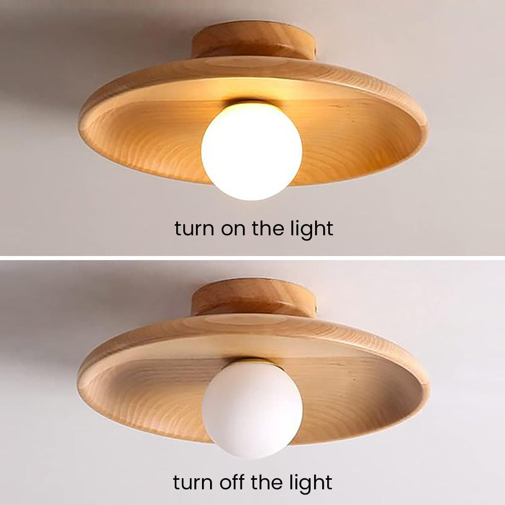 Nordic Wood Minimalistische Runde Deckenleuchte für Flur