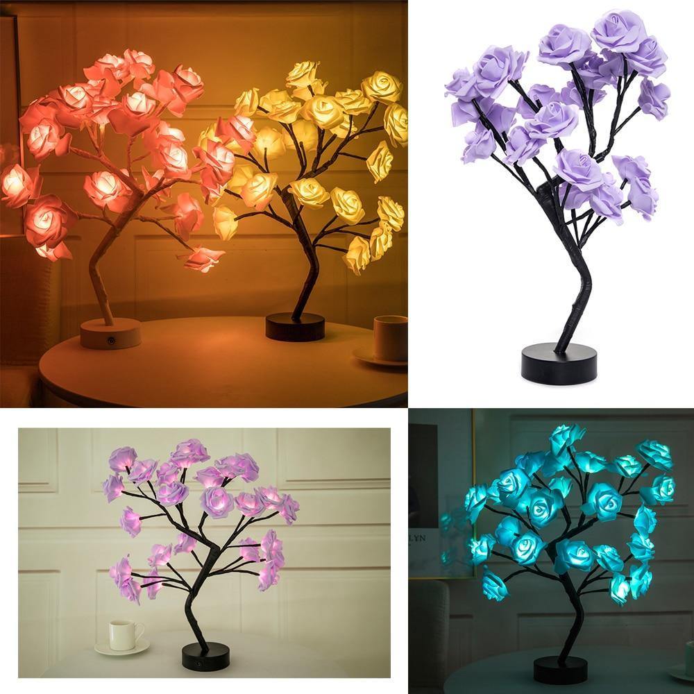 Rose – Tischlampe mit dekorativem Rosenbaumdesign
