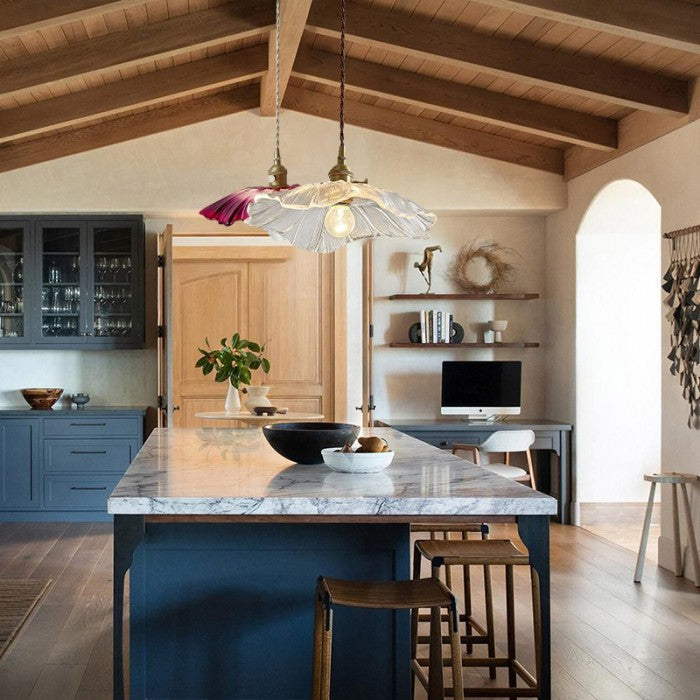 Suspension Lotus aus Glas - Elegante Vintage-Lampe für Schlafzimmer und Wohnzimmer