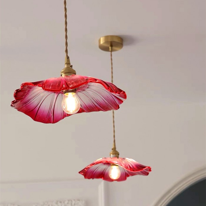 Suspension Lotus aus Glas - Elegante Vintage-Lampe für Schlafzimmer und Wohnzimmer