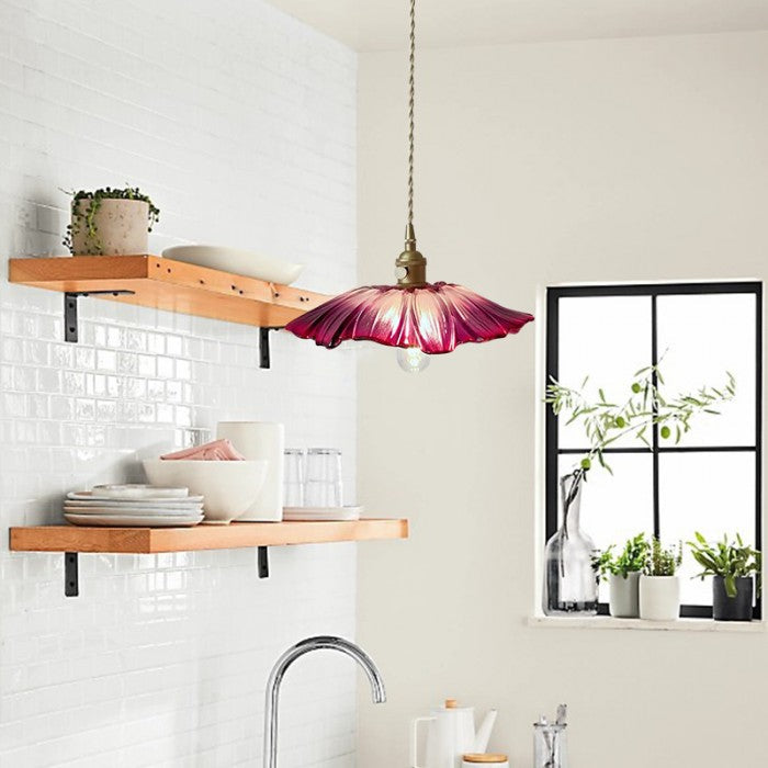 Suspension Lotus aus Glas - Elegante Vintage-Lampe für Schlafzimmer und Wohnzimmer