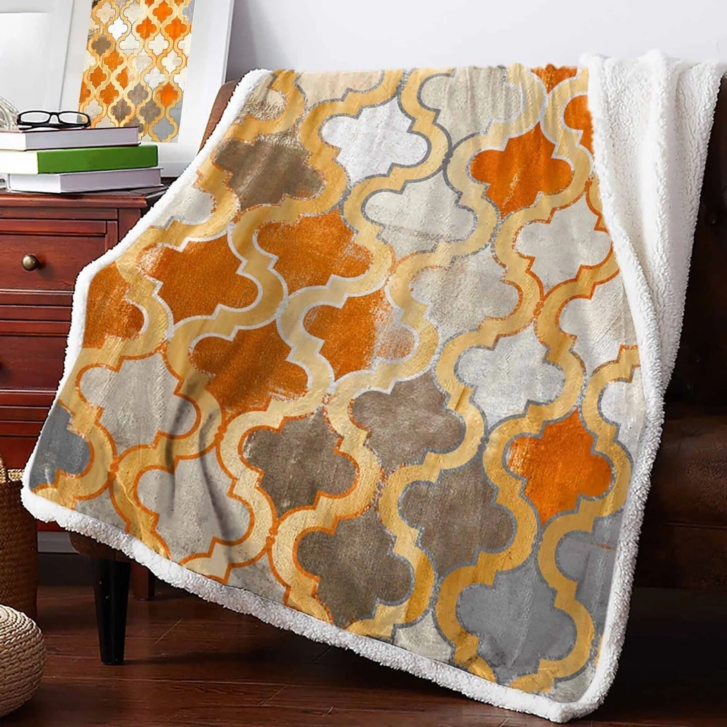Kaschmirdecke in Vintage Orange mit marokkanischem Stil für die Wohnkultur