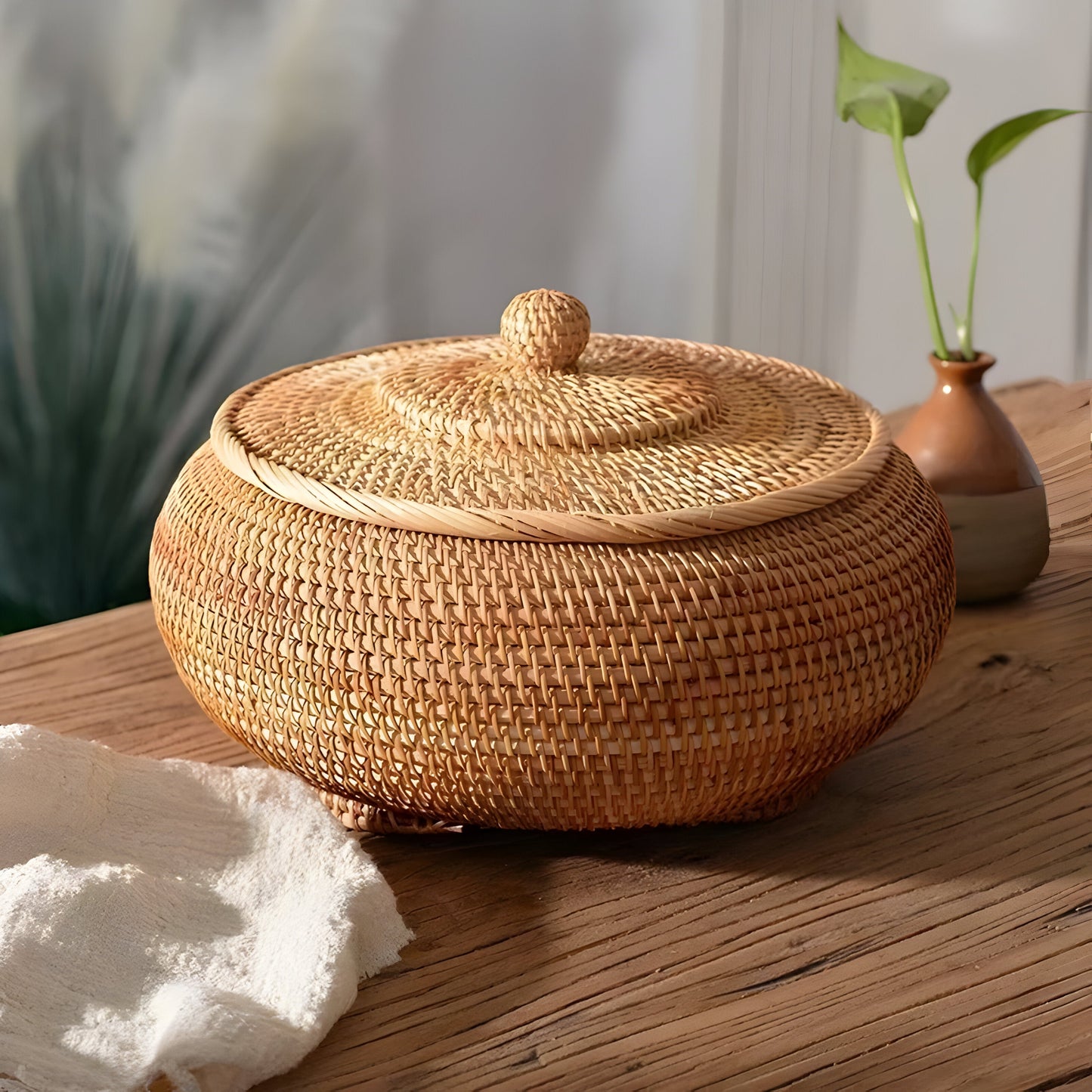Garduru Basket - Handgefertigte Rattan Aufbewahrungsbox mit Deckel