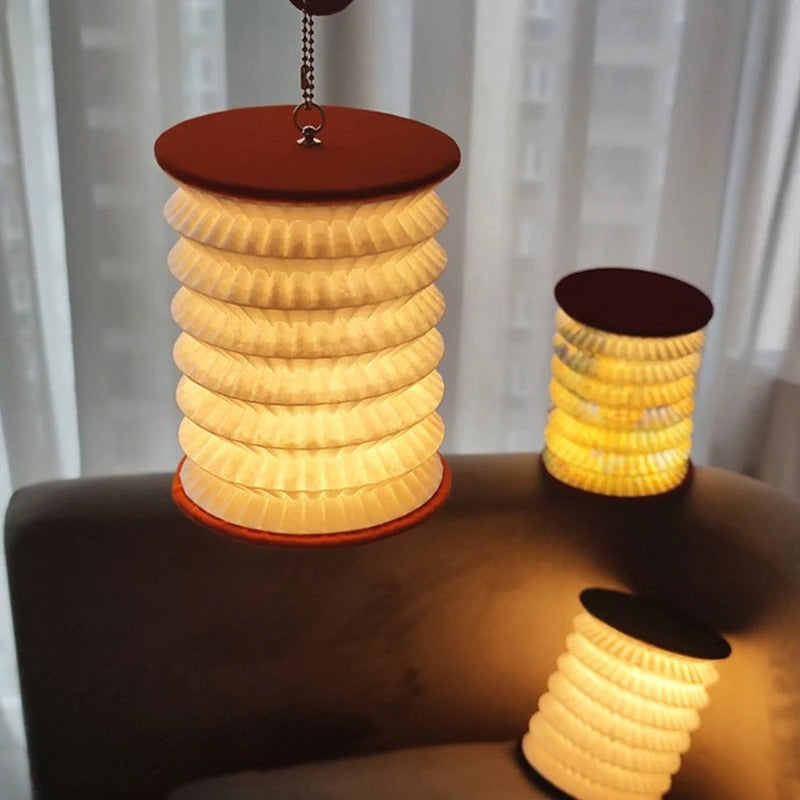 Zusammenklappbare Laterne mit warmem LED-Licht | GlowFold