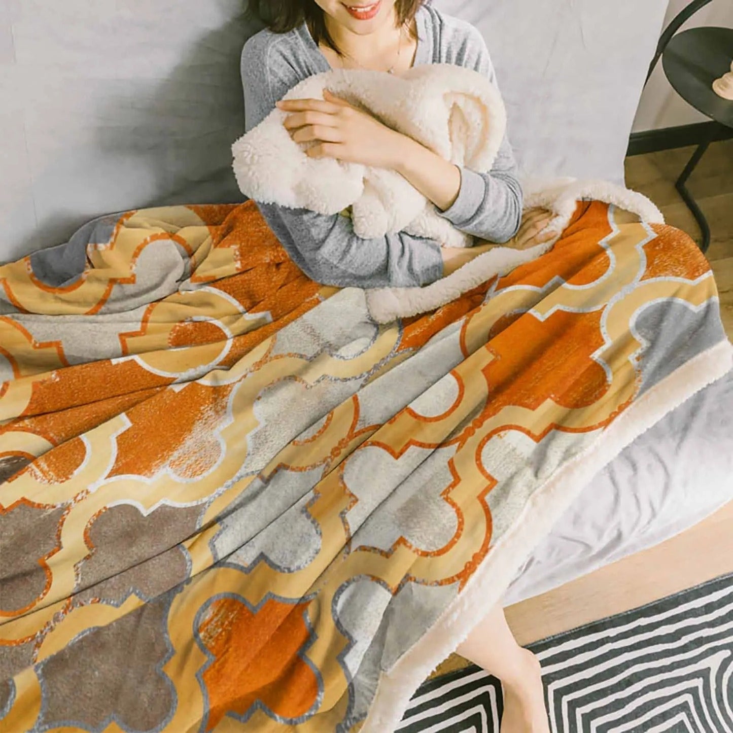 Kaschmirdecke in Vintage Orange mit marokkanischem Stil für die Wohnkultur