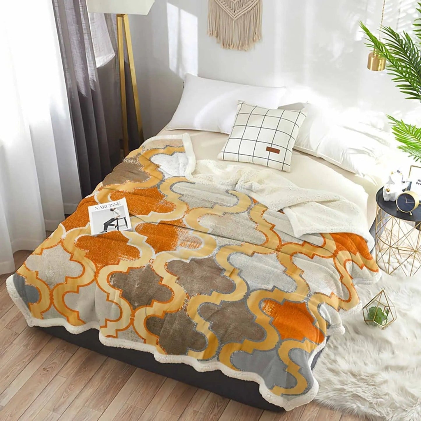 Kaschmirdecke in Vintage Orange mit marokkanischem Stil für die Wohnkultur