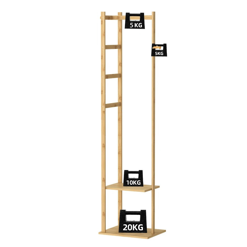Garduru Rack - Bambus-Eckregal mit Haken und Ablagen