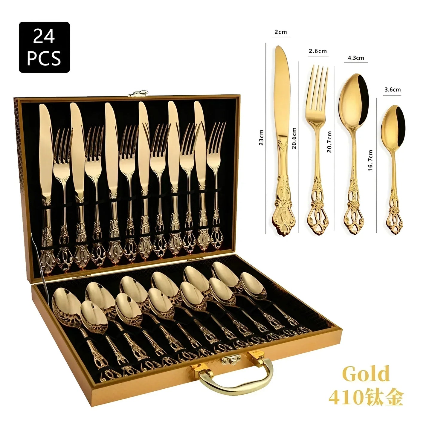 24-teilige Gold Besteckset – Elegantes Besteck für luxuriöses Essen