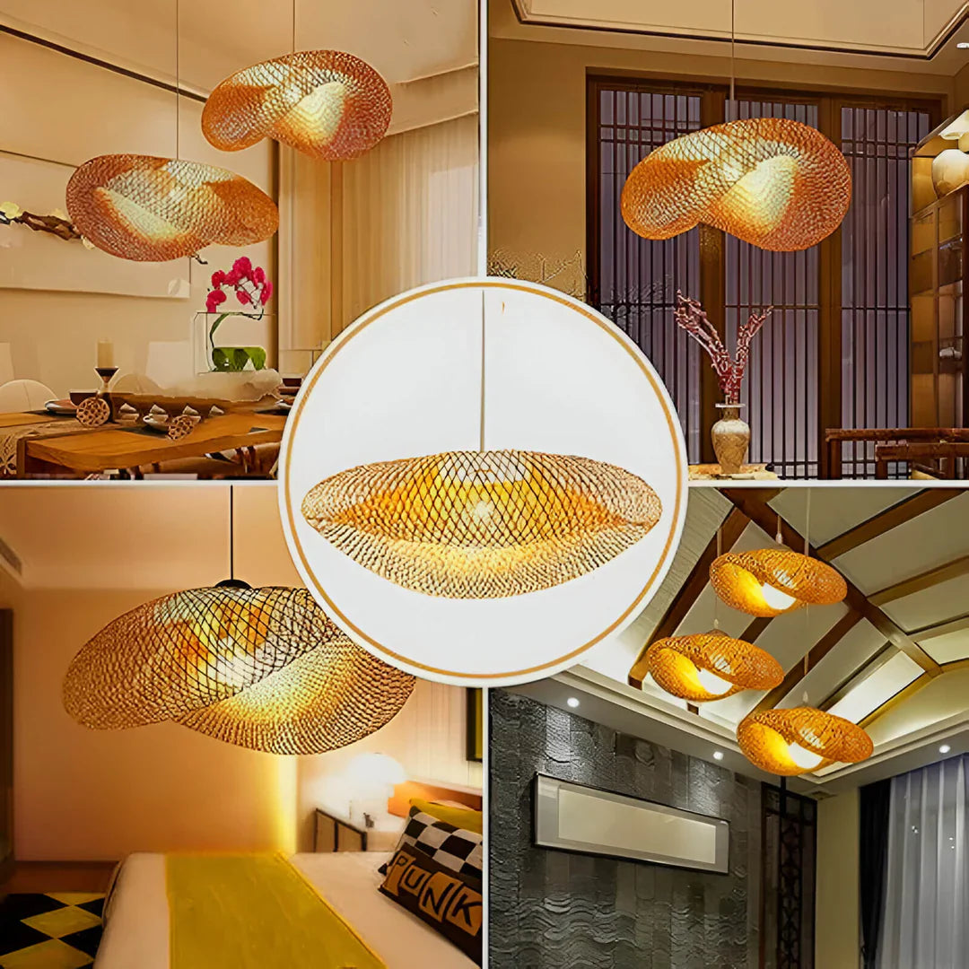 Bamboo Geflochtene Pendelleuchte - Handgefertigte Rattan Hängelampe