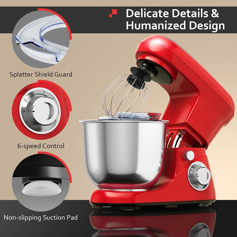 Leistungsstarker 6-Gang Standmixer mit 5,3 Qt Edelstahl-Schüssel und vielseitigem Zubehör